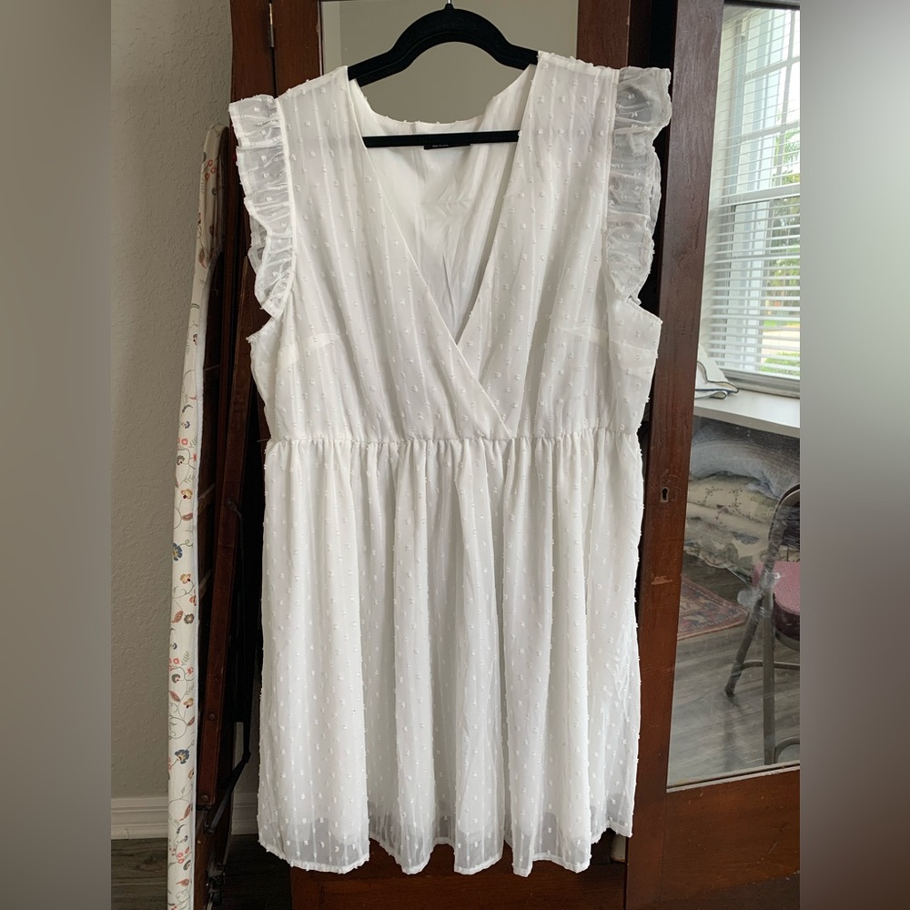 SHEIN Curve White Swiss Dot Dress, Size 3XL